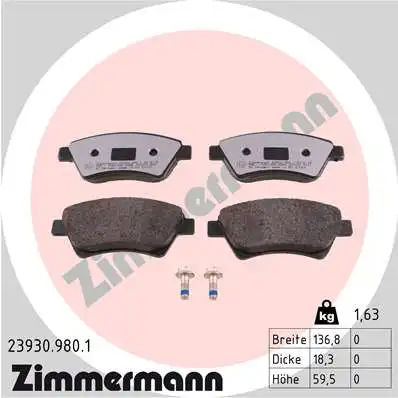 23930.980.1 ZIMMERMANN Тормозные колодки дисковые