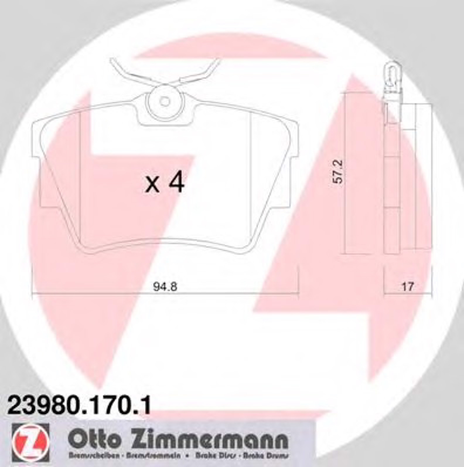 23980.170.1 ZIMMERMANN Тормозные колодки