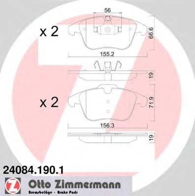 24084.190.1 ZIMMERMANN Колодки тормозные дисковые