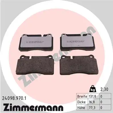 Тормозные колодки дисковые ZIMMERMANN 24098.970.1
