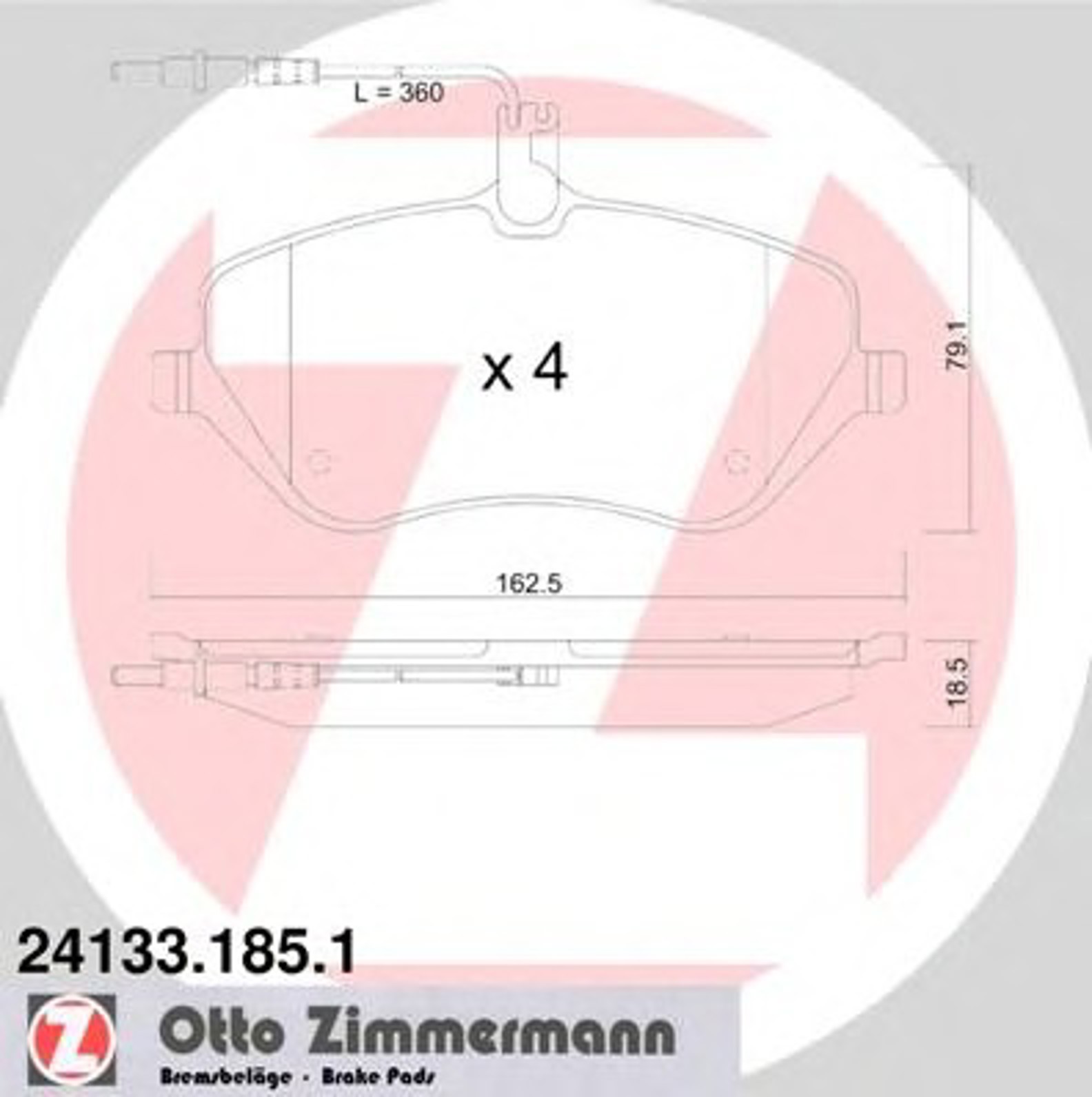 Колодки торм sbb citr/peugeot 407 2.0-2.0hdi 04 ZIMMERMANN 24133.185.1