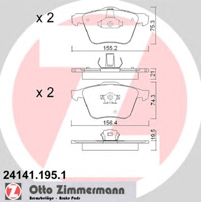 24141.195.1 ZIMMERMANN Колодки тормозные дисковые