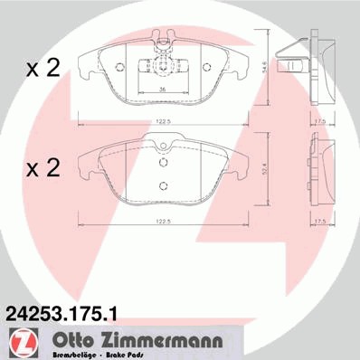 24253.175.1 ZIMMERMANN Колодки тормозные дисковые