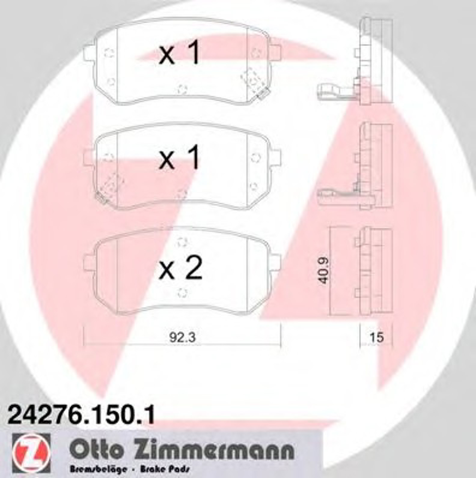 24276.150.1 ZIMMERMANN КОЛОДКИ ТОРМ. KIA PICANTO 04-/HYUNDAI I10 08- ЗАДН