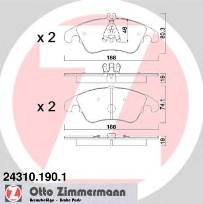 24310.190.1 ZIMMERMANN Колодки тормозные дисковые