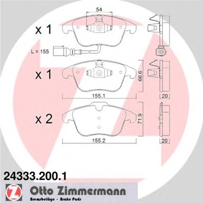 24333.200.1 ZIMMERMANN Колодки тормозные дисковые