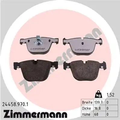 24458.970.1 ZIMMERMANN Комплект тормозных колодок, дисковый тормоз BMW BMW X5 (E70) 07.2009