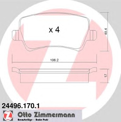 24496.170.1 ZIMMERMANN Колодки тормозные дисковые