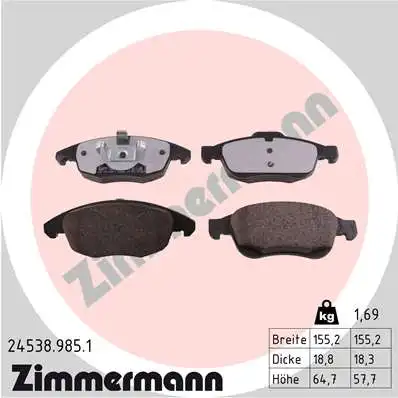 Тормозные колодки дисковые ZIMMERMANN 24538.985.1