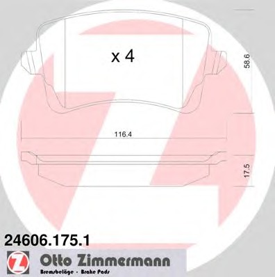 24606.175.1 ZIMMERMANN Колодки тормозные дисковые