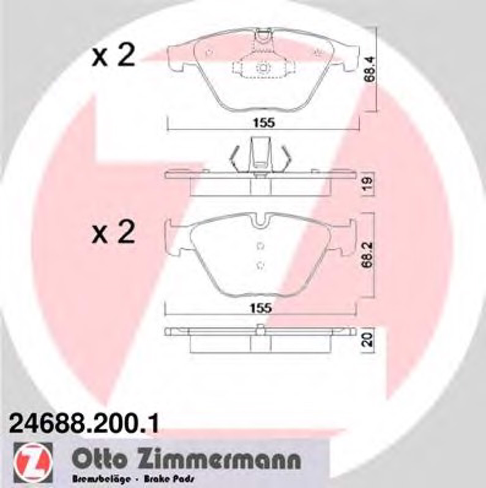 24688.200.1 ZIMMERMANN Тормозные колодки