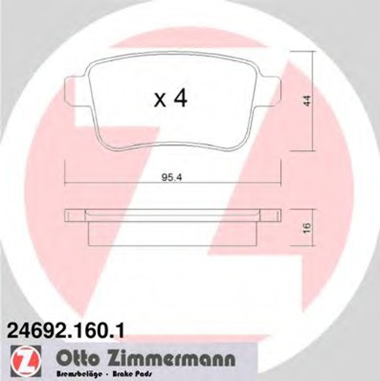 Колодки тормозные дисковые ZIMMERMANN 24692.160.1