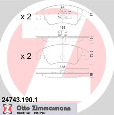 24743.190.1 ZIMMERMANN Колодки тормозные дисковые