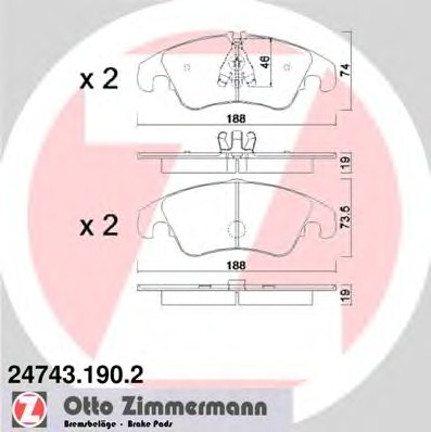 24743.190.2 ZIMMERMANN Колодки тормозные дисковые