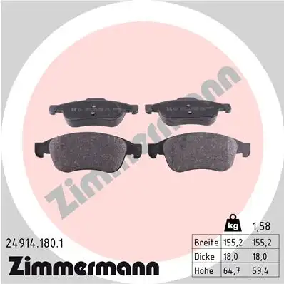 249141801 ZIMMERMANN Тормозные колодки