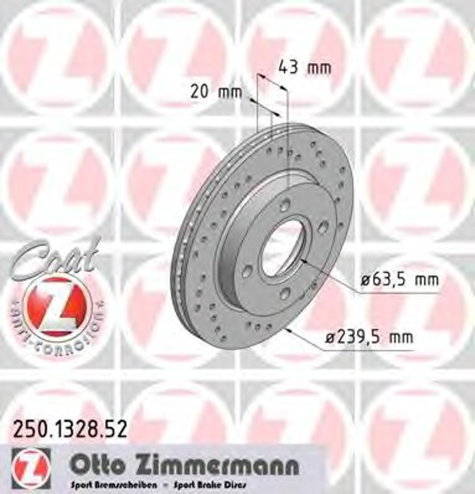 250.1328.52 ZIMMERMANN Диск тормозной