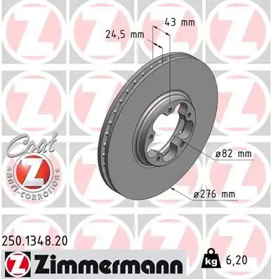 250.1348.20 ZIMMERMANN тормозные диски