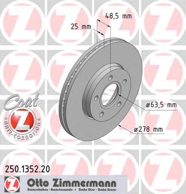 250.1352.20 ZIMMERMANN Тормозные диски