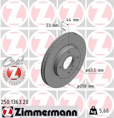 250.1363.20 ZIMMERMANN тормозные диски