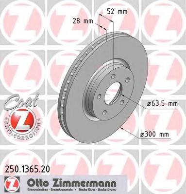 250.1365.20 ZIMMERMANN Тормозные диски