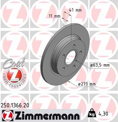 250.1366.20 ZIMMERMANN тормозные диски