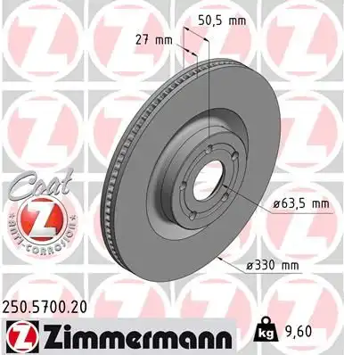 Диск тормозной перед ford focus iv (hn) 19- ZIMMERMANN 250.5700.20