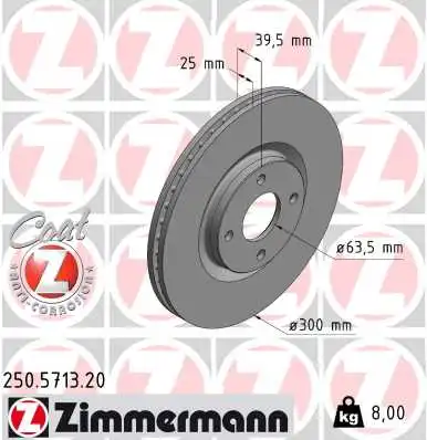 Диск тормозной перед ford ecosport 13- ZIMMERMANN 250.5713.20