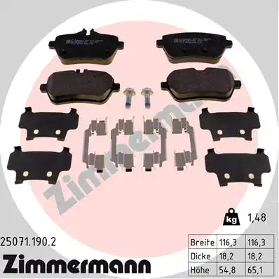 25071.190.2 ZIMMERMANN Колодки тормозные дисковые /комплект 4 шт/