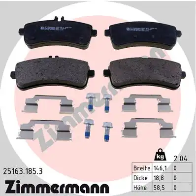 25163.185.3 ZIMMERMANN Колодки тормозные дисковые /комплект 4 шт/