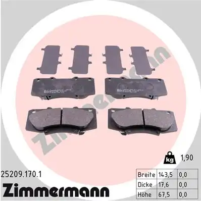 25209.170.1 ZIMMERMANN Тормозные колодки