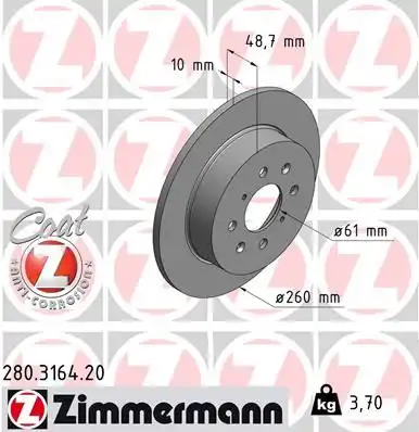 тормозные диски ZIMMERMANN 280.3164.20