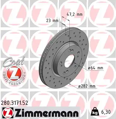 тормозные диски ZIMMERMANN 280.3171.52