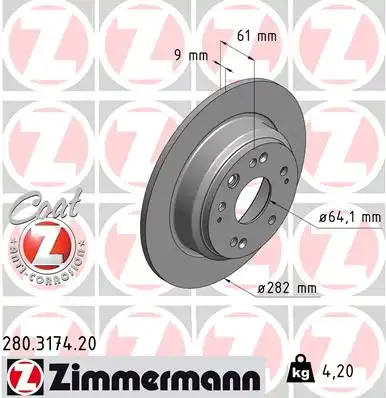 тормозные диски ZIMMERMANN 280.3174.20