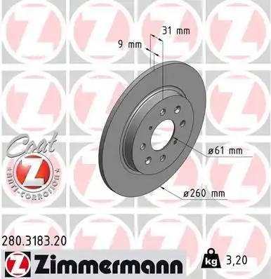 тормозные диски ZIMMERMANN 280.3183.20