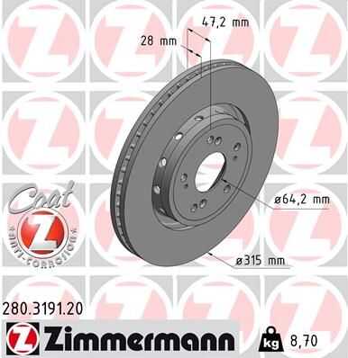 Тормозные диски ZIMMERMANN 280.3191.20