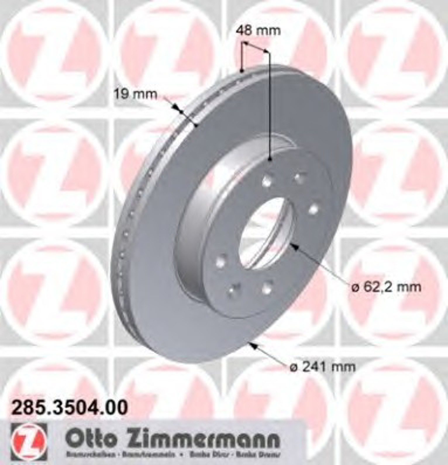 285.3504.00 ZIMMERMANN Диск тормозной