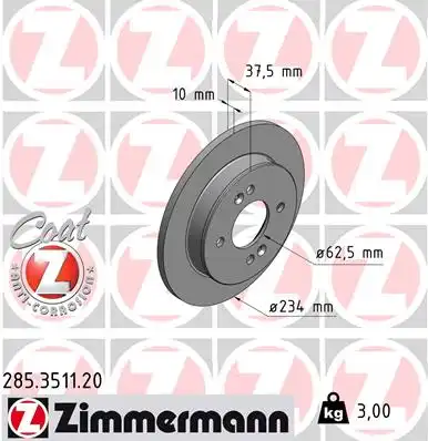 285.3511.20 ZIMMERMANN тормозные диски