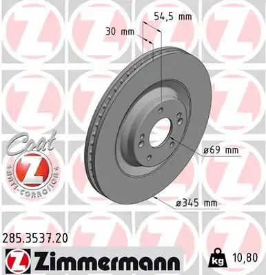 Диск тормозной ZIMMERMANN 285.3537.20