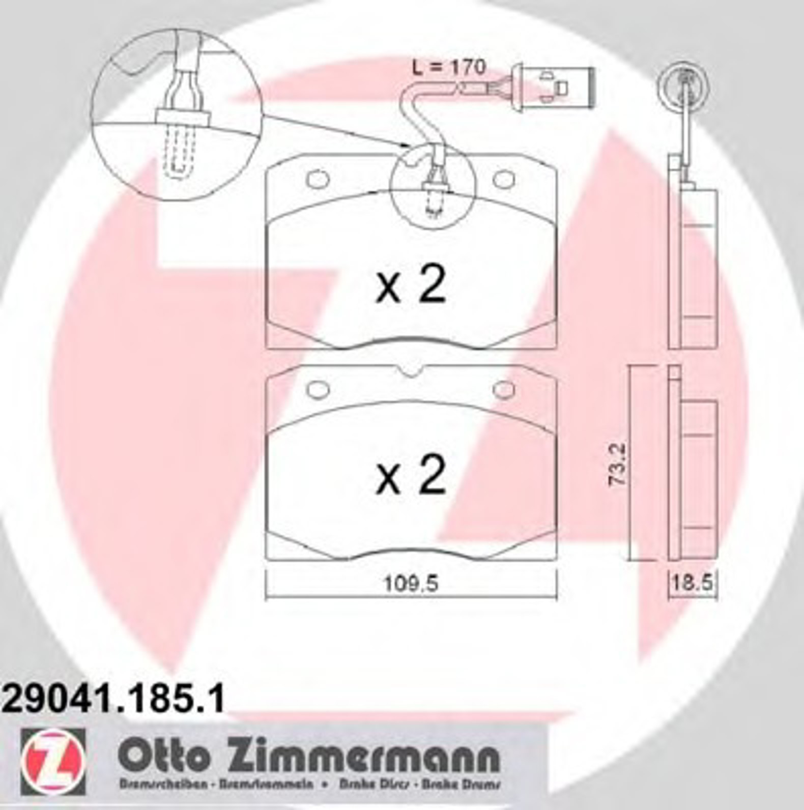 29041.185.1 ZIMMERMANN Колодки тормозные дисковые