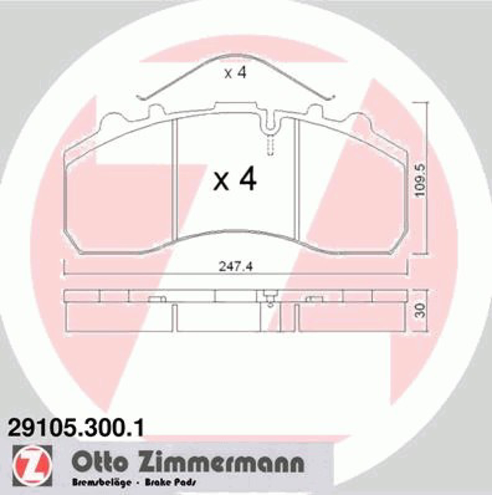 29105.300.1 ZIMMERMANN Колодки тормозные дисковые