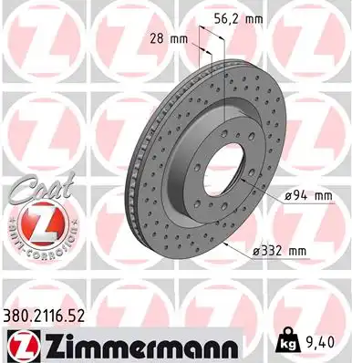 380.2116.52 ZIMMERMANN Диск тормозной