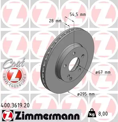 тормозные диски ZIMMERMANN 400.3619.20