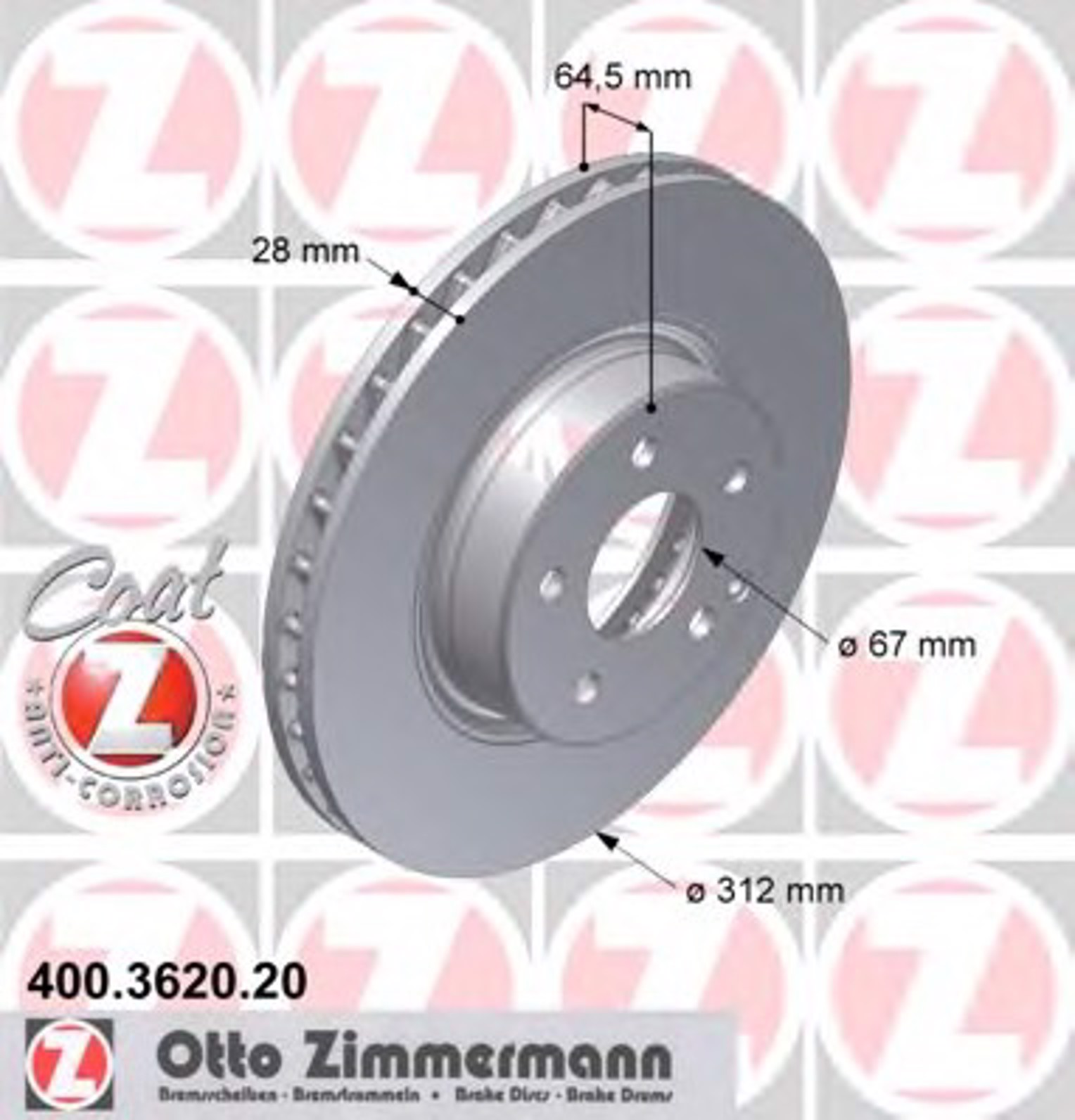 тормозные диски ZIMMERMANN 400.3620.20