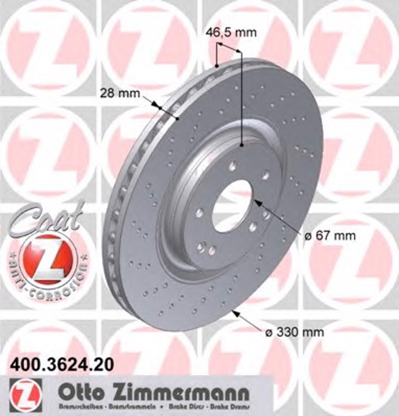 400.3624.20 ZIMMERMANN тормозные диски