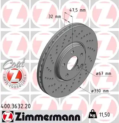 тормозные диски ZIMMERMANN 400.3632.20