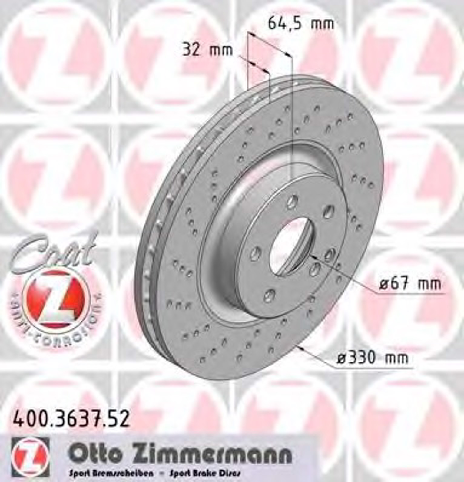 400.3637.52 ZIMMERMANN тормозные диски