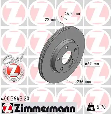 тормозные диски ZIMMERMANN 400.3643.20