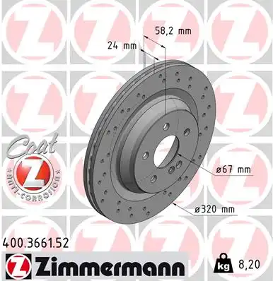 400.3661.52 ZIMMERMANN тормозные диски