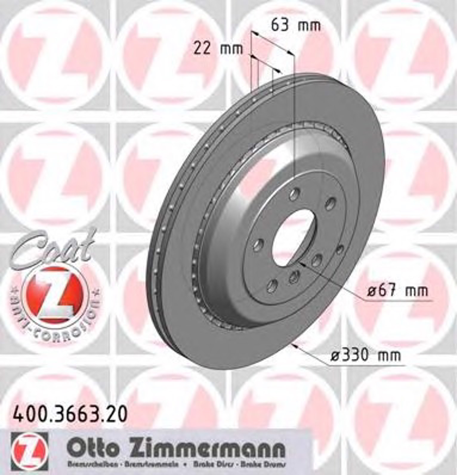 400.3663.20 ZIMMERMANN тормозные диски