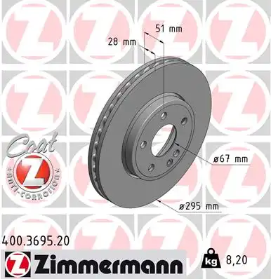 400.3695.20 ZIMMERMANN тормозные диски